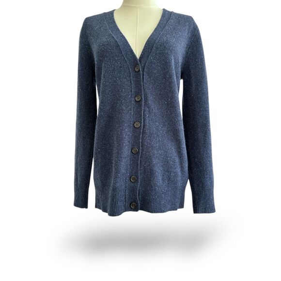 J. CREW Blue‎ Women's V-Neck Button-up Merino Wool Cardigan Sz Wm Small EUC - Picture 1 of 7
